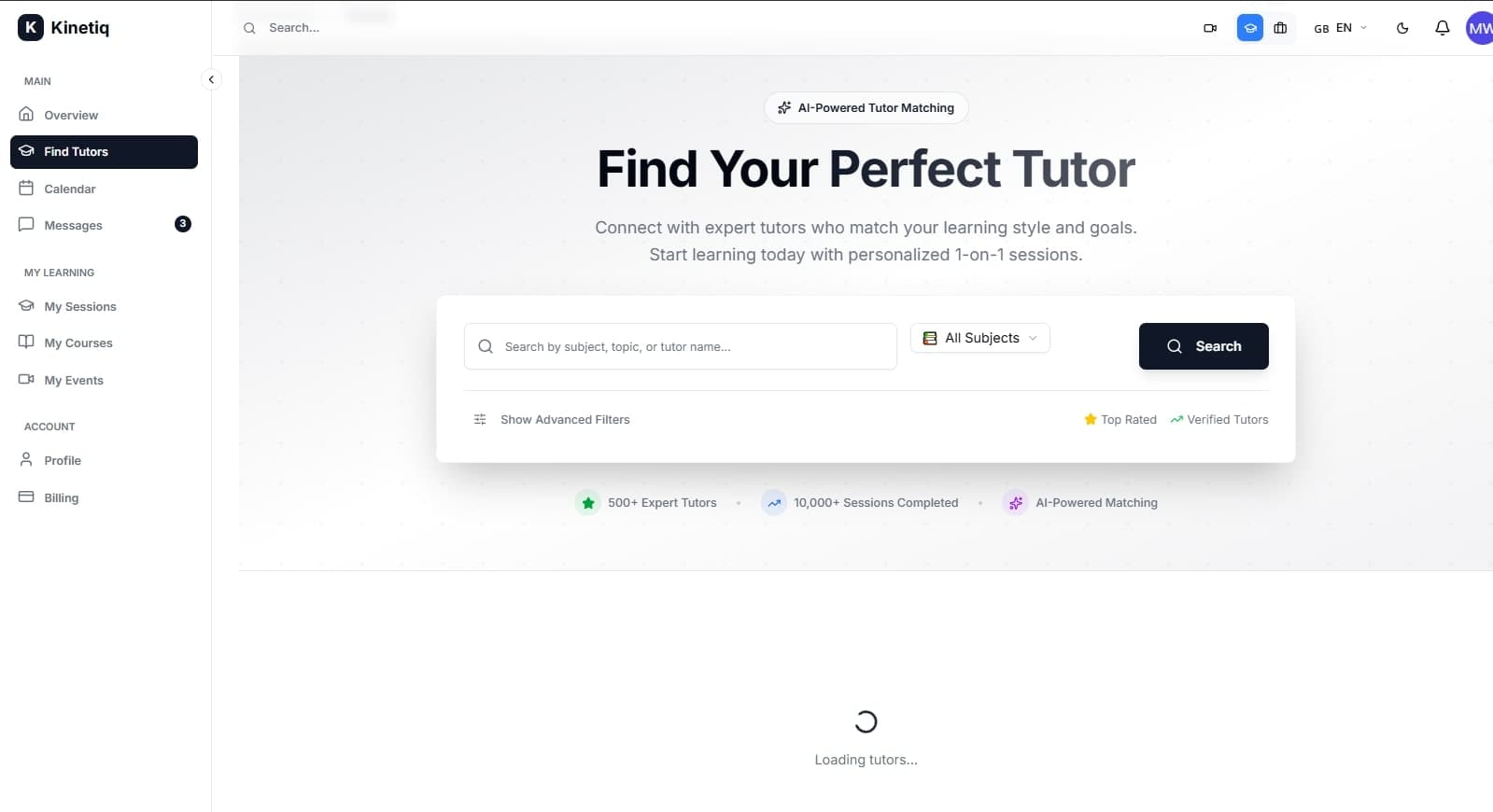 Tutor Search - AI-powered matching with 500+ expert tutors